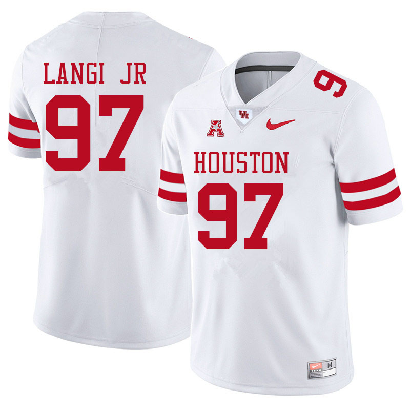 Men #97 Amipeleasi Langi Jr Houston Cougars College Football Jerseys Sale-White - Click Image to Close